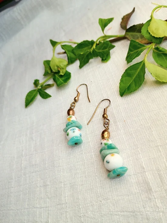 🌊 COASTAL GRANDMOTHER 🌊 TRU VTG 70s - 80s Artisan Crafted earrings, bohemian - Picture 3 of 9